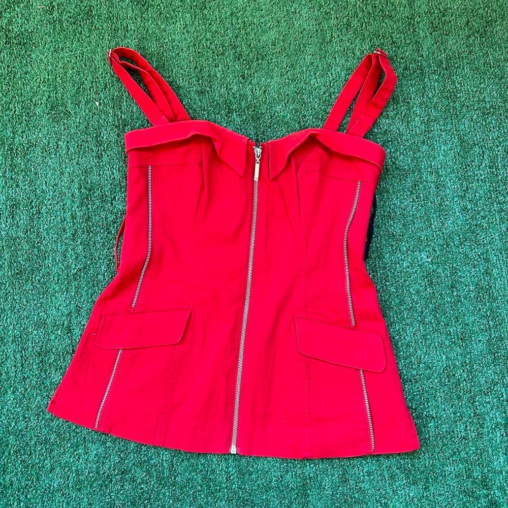 Bebe Y2K red Women's Top with Zipper Detail